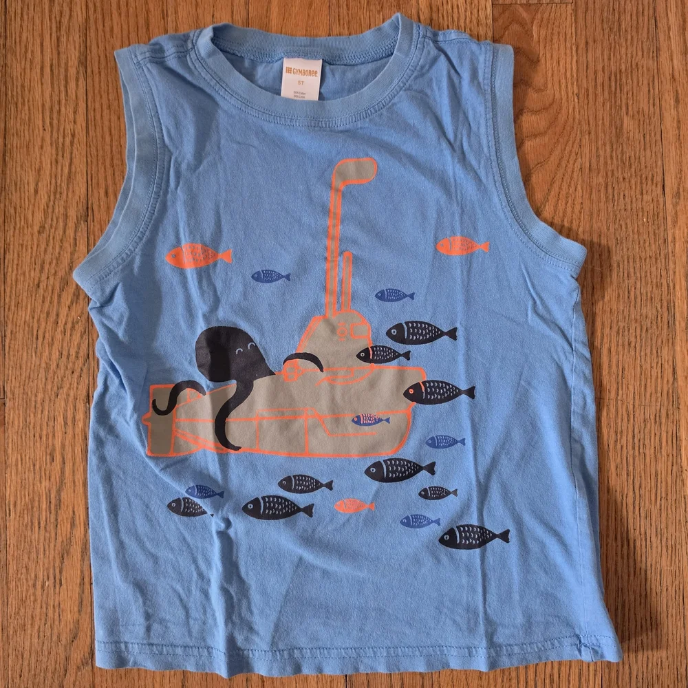 Gymboree Blue Boys Graphic Tank Octopus Fish And Submarine Size 5T